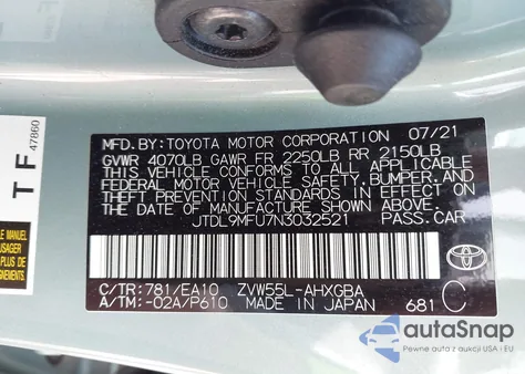 2022 Toyota Prius Xle Awd-E z USA, uszkodzony, nr VIN JTDL9MFU7N3032521